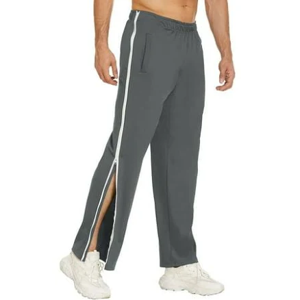 Godokuleh Tear Away Pants for Men Side Zipper Lightweight Pants Zip Leg Sweatpants Breakaway Recovery Zipper Pants