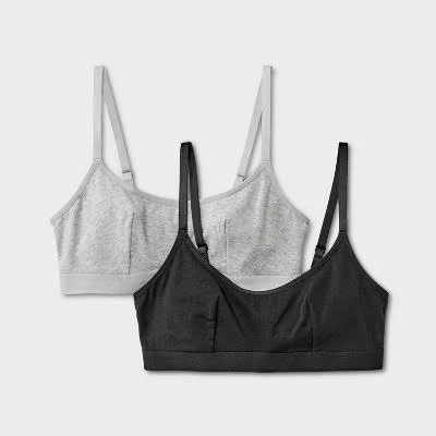Women's 2pk Cotton Blend Scoop Back Bralette