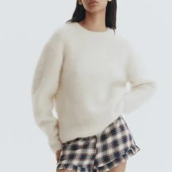 Ladies H&M Blue/Checked Cotton twill shorts
