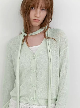Atelier Nain NATURAL BOUCLE TOP&CARDIGAN KNIT SET S