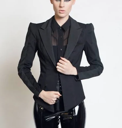CARBON-14 Women's Futuristic Strong Shoulder Rubber Jacket
