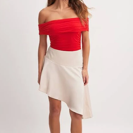 Asymmetric Satin Midi Skirt