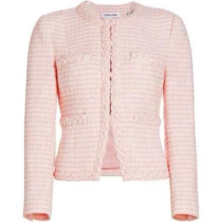 Veronica Beard Bryne Plaid Tweed Crop Jacket