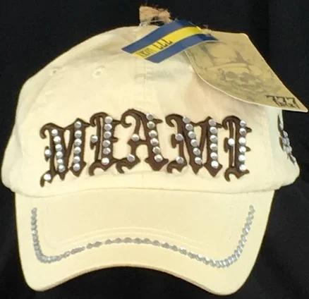 $59.99 Lucky 777 Miami Rhinestones Strapback Cap Hat Khaki Color