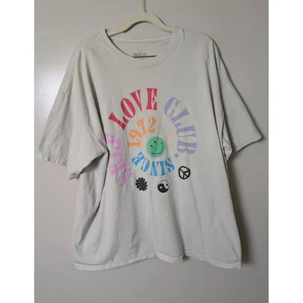 Smiley Originals Love Club Since 1912 Graphic Tee Shirt Os Beige