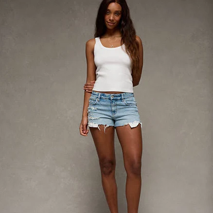 American Eagle Next Level Curvy High-Waisted Shortie Jean Shorts for Women
