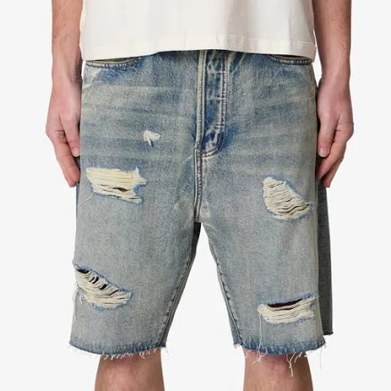 MNML Men's Baggy Ripped Denim Shorts