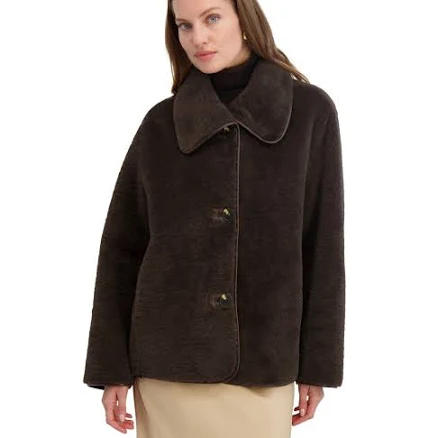 Tahari Women's Reversible Kai Faux Fur Coat