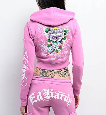 Ed Hardy Flower Skull Front Hoodie