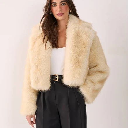 Nasty Gal Women's Tipped Faux Fur Crop Jacket