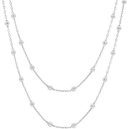 PRIMROSE Fine Silver-Plated Double Layer Beaded Cable Chain Necklace with Cubic Zirconia Accent Women's