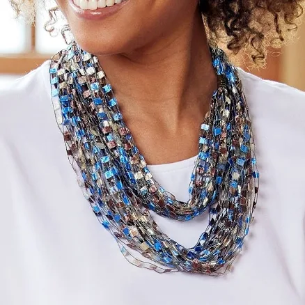 Vermont Country Store Women's Layered Ribbon Scarf Necklace