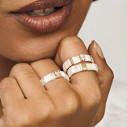 Anthropologie Beaded Chicklet Rings (Set of 3)