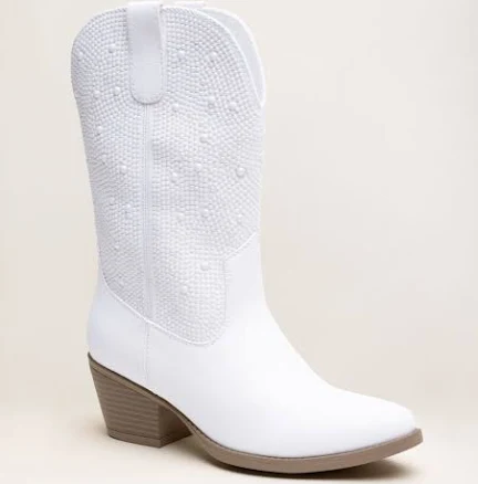 DB Studio Pearl Embellished Western Cowboy Boots