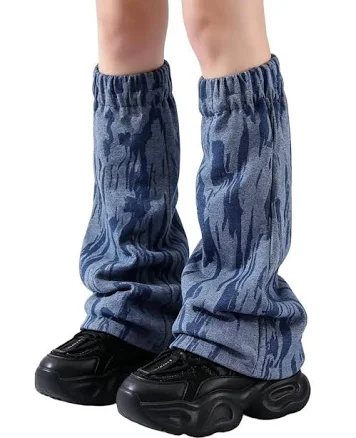 Vintage Wash Denim Flared Leg Warmers