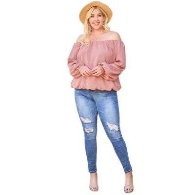 Women's Off-Shoulder Plaid Blouse