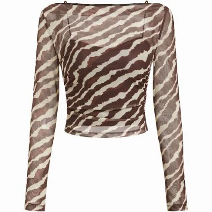 CIDER Women's Wild Elegance Y2K Leopard Print Mesh Sheer Top & Cami