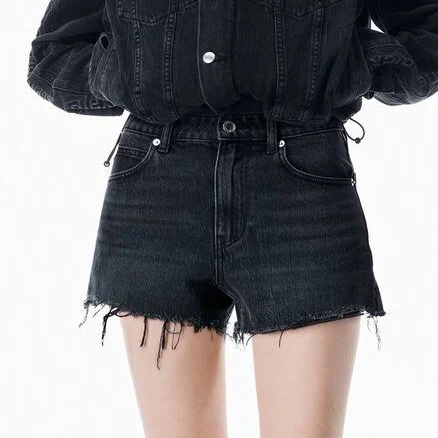 Alexander Wang Bite High Rise Denim Women Short With Logo Pocket