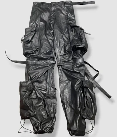$2300 Darkpark Women's Black Lilly Leather Cargo Pants Size 38