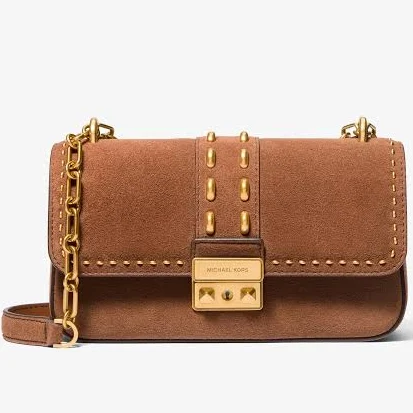 Michael Kors Women's Tribeca Small Studded Suede Shoulder Bag