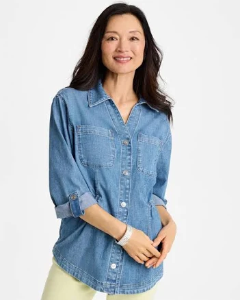 Chico's Women's Denim Cinch Waist Jacket