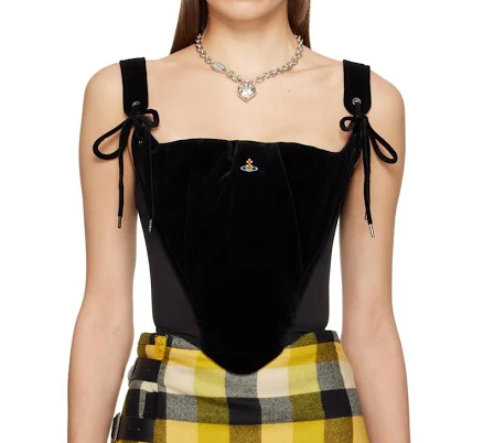 Vivienne Westwood Women's Black Velvet Puppy Corset Top (IT 42)