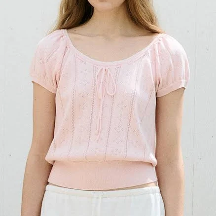 SKASHI RIBBON POINTED HALF KNIT PINK