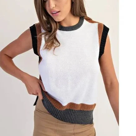 Sleeveless Colorblock Knit Top