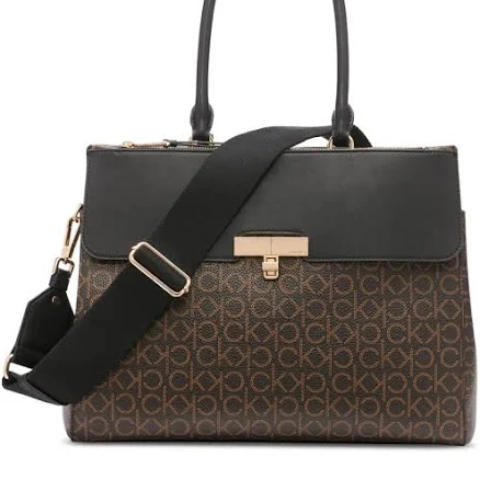 Calvin Klein Becky Signature Triple Compartment Turnlock Convertible Tote