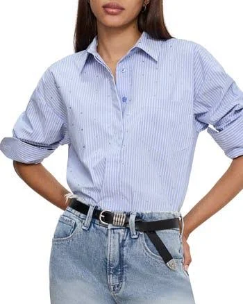 Good American Women's Rhinestone Poplin Shirt