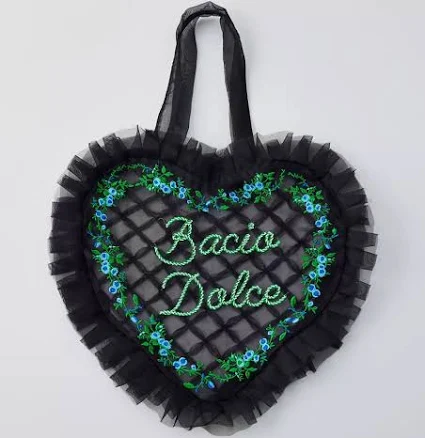 The Bella Cuore Bag | Heart Organza Tote – Serpenti Black