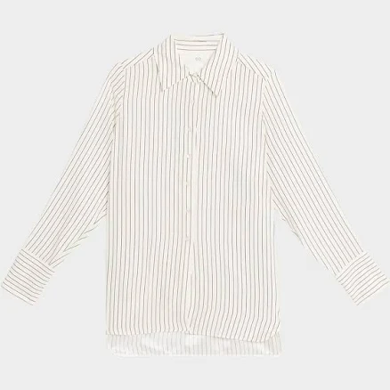Women's Striped Silk Button-Down Shirt