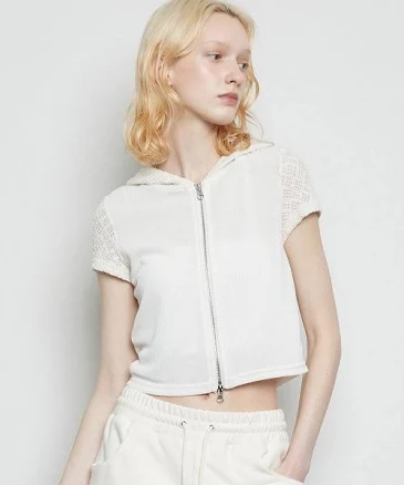 LARTIGENT - L3 LACE HOOD ZIP-UP(IVORY)