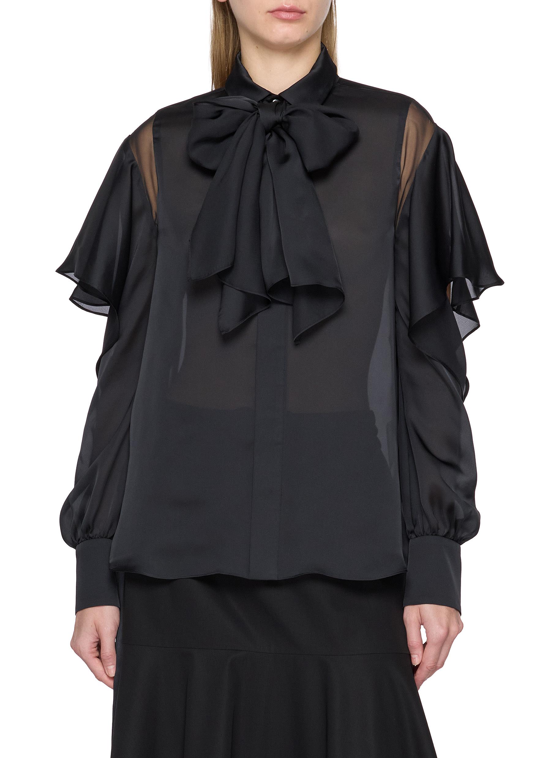 Pleated Combo Silk Blouse