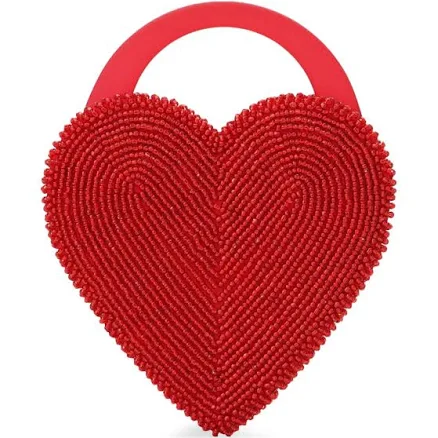 Vanina Reine de Coeur Beaded Heart Clutch Bag