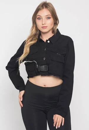 Cropped Military Shirt Jacket