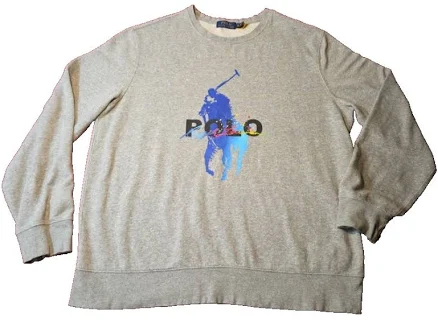 Polo Ralph Lauren Mens Gray Paint Splatter Big Pony Sweatshirt Men's