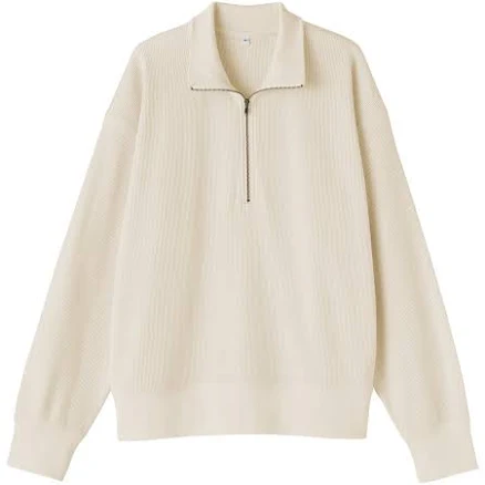 Muji Women's Waffle Half-Zip Pullover