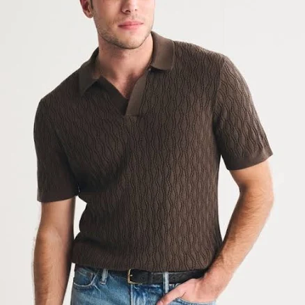 Abercrombie & Fitch Men's Textured Johnny Collar Sweater Polo
