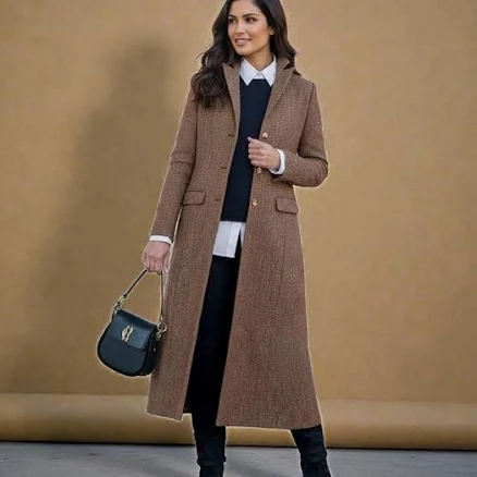 Women's Herringbone Wool Trench Coat