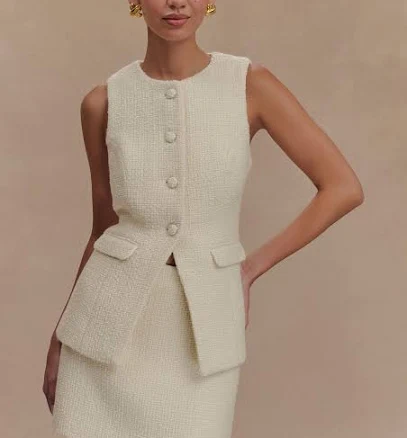MESHKI Camilla Boucle Sleeveless Vest