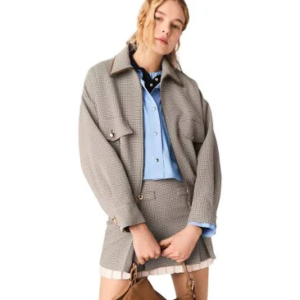 Maje Women's Houndstooth Checked Bomber Jacket