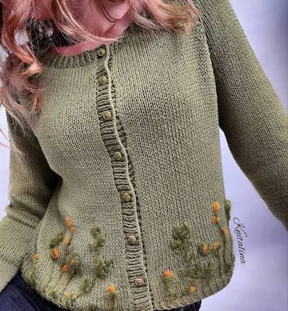 Vintage Floral Embroidered Cotton Cardigan
