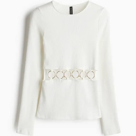 H&M Ladies Ribbed Cutout Top