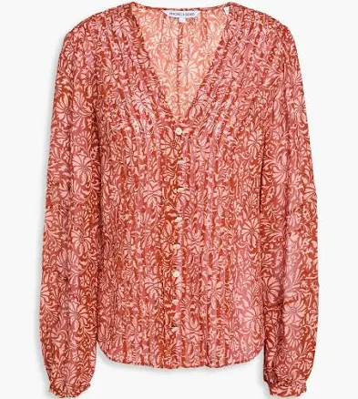 Veronica Beard Calvin Printed Long-Sleeve Blouse