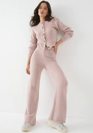 Misspap Women's Cosy Button Down Cardigan & Trouser Co Ord