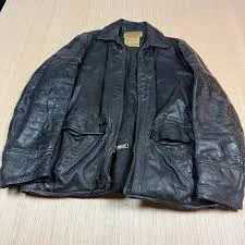 Vintage 50s Steerhide Heavy Leather Jacket Distressed Flaws Biker broken zip S