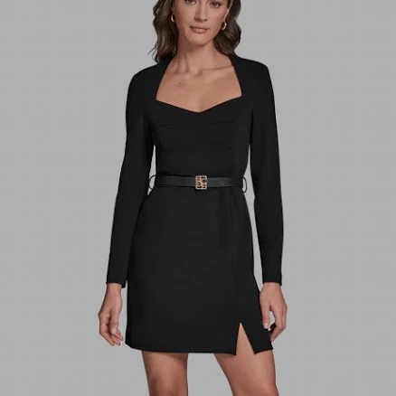 BCBG Women's Square Neck Corset A-Line Mini Dress