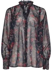 Floral Print Frill Neck Blouse