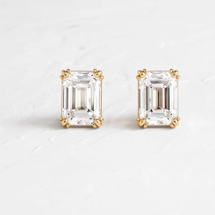 Melanie Casey Emerald Cut Threaded Stud Earrings
